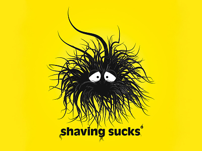 Shaving Sucks beard character character design comic face funny character hair hairy illustration mustache shaving yellow