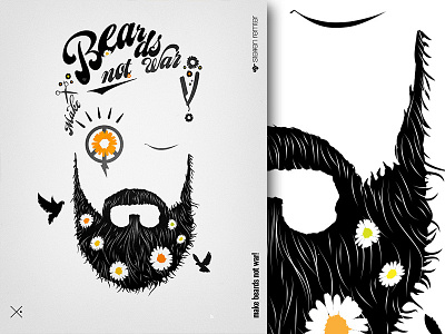 Make Beards Not War beard comics face graphic design hairstyle hipster illustration love peace political statement typography