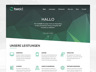 twoid redesign 2015 clean flat german minimal mint scroll single page twoid ui webdesign website