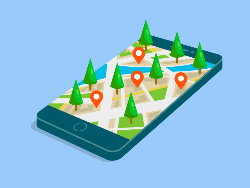Isometric Smartphone GPS animated animated gif animation direction driving global positioning system gps guide illustration isometric design location map mobile app motion design motion graphics navigation phone road smartphone street