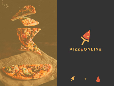 Pizza Online Logo Design Branding brand branding business cafe design fast food hut icon logo meal minimal mouse online pizza restaurant shop startup store symbol