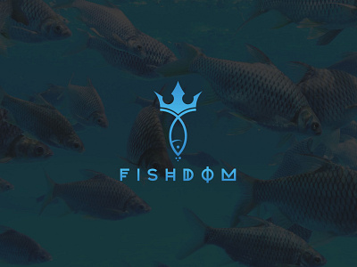 FISHDOM Logo Design Branding brand branding business business card crown design enjoy fish fun icon kingdom logo minimal mobile app relax sketch startup symbol tshirt