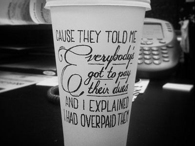 Coffee cup typography lyrics script typography