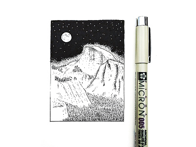 Half Dome drawing micron nature pen pointillism sketch yosemite