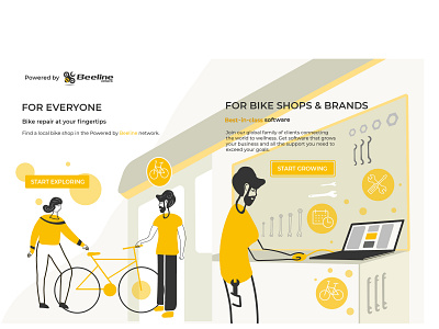 Illustration for Bikeshop software flat illustration ui ux