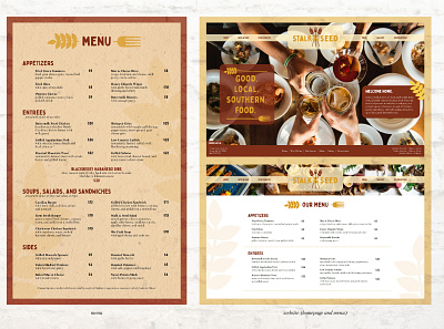 stalk & seed | menu and website branding design graphic design logo menu menu design restaurant restaurant branding rustic southern southern restaurant texture web design website