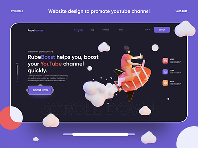 Website design to promo youtube channel abstract awesome awesome design boost bubble channel design dribbble figma purple rocket ui ux youtube