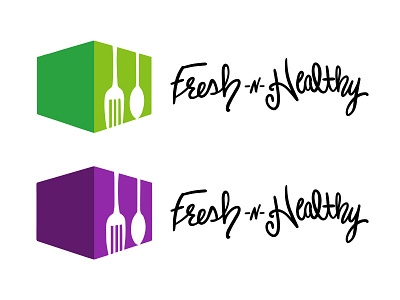 Fresh 'n Healthy culinary design food green grocery healthy logo purple