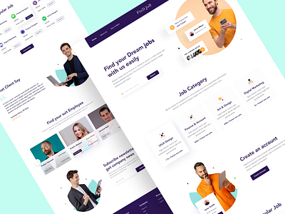 Job Finder landing page best designer branding design design system landing page popular designer top designer ui uiux ux design web web concept website