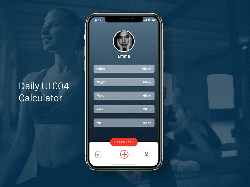 DAILY UI 004 / CALCULATOR adobe illustrator adobe photoshop adobexd animated app bodyfat calculator daily ui challenge daily100 dailyui dailyui004 design fit fitapp fitness prototype ui ux