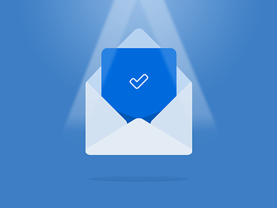 Thou hath submitted successfully! blue check mark envelope icon illustration submission submit
