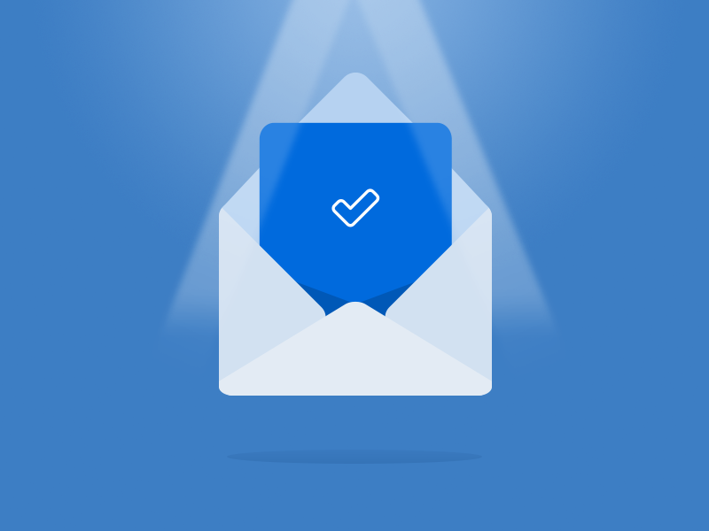 Thou hath submitted successfully! blue envelope check mark illustration icon submit submission