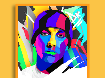 Portrait Art - Eminem 2d abstract adobe art art direction character design digitalart draw drawing glitch illustration interior minimal painting pixel portait poster vectorart yellow