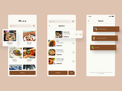 Restaurant menu app branding design illustration typography ui ux