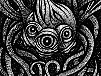 Tentacles & Eyeballs Sketch Card #9 creaures eyeballs graphite leija monster pen ink pencil sketch card squid like tentacles