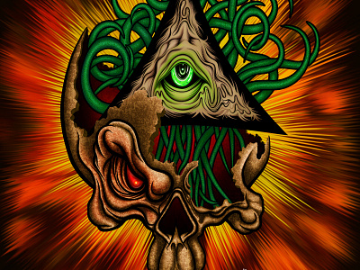 Face Of Illumination digital illustraton icon knowledge power pyramid secret societies skull strange weird