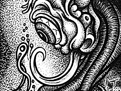 Tenticals & Eyeballs Sketch Card #3 Finished creaures eyeballs graphite leija monster pen ink pencil sketch card squid like tentacles
