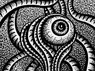 Tentacles & Eyeballs Sketch Card #1 creaures eyeballs graphite leija monster pen ink pencil sketch card squid like tentacles
