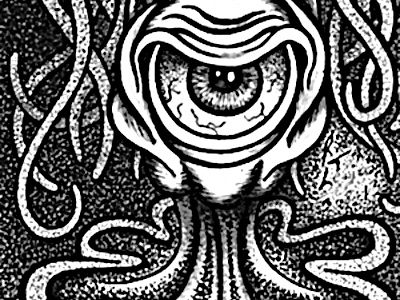 Tentacles & Eyeballs Sketch Card #2 creaures eyeballs graphite leija monster pen ink pencil sketch card squid like tentacles
