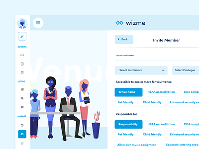 Wizme | Invite Member adobexd design illustraion membership portal ui ux vector website wizme