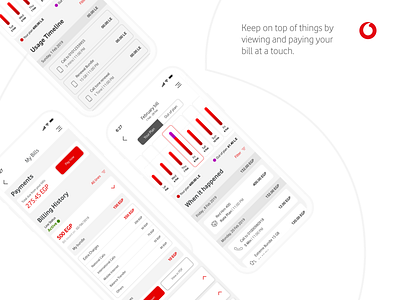 Vodafone | Manage your bills adobexd app bill billing chart design payment product design tracking ui usage ux vodafone