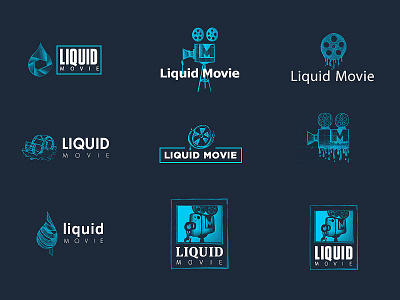 Liquid Movie Logo Tryouts branding camera film liquid logo logo development logo evolution sketch