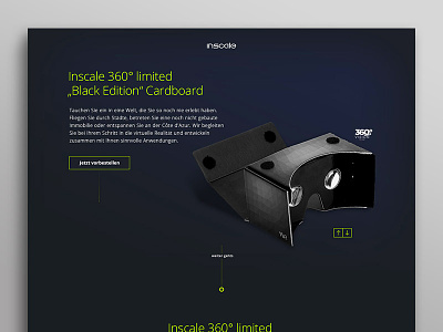 Cardboard Microsite cardboard dark interface ui ux virtual virtual reality webdesign website