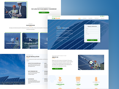 EcoSolar - landing page branding button design design flat gradiant minimal simplicity ui web design website website concept website design