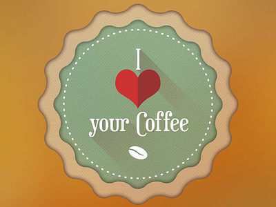 Love your coffeemaker badge card coffee green icon long love love coffee shaddow thanks yellow