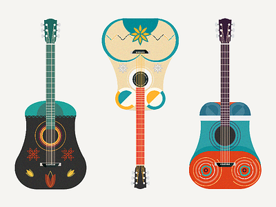 Guitar set 1 acoustic colour grain guitar illustration music pattern