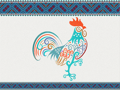Cock cock eastern european pattern rooster