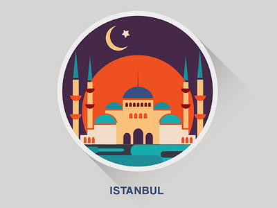 Flat Istanbul city flat illustration istanbul mosque
