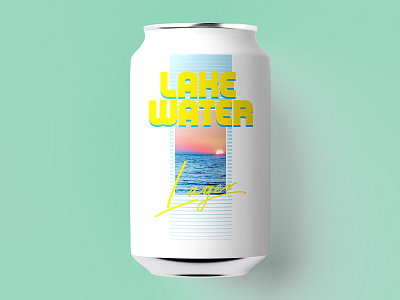 Beer Can Design // Lake Water Lager 80s beer beer art beer branding beer can beer can design beer label branding can colorful design great lakes illustrator lake erie midwest product retro