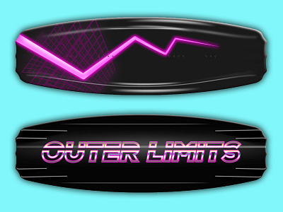 Outer Limits // Wakeboard Design 80s branding bright colorful design pink purple retro surf tron wake wakeboard wakeboard design wakeboarding wakeskate water