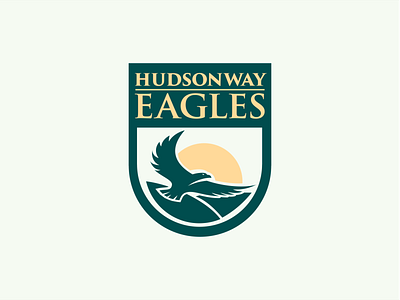HudsonWay // Logo Exploration branding eagle green lockup logo logo design logo design branding logodesign mascot school school logo sports yellow