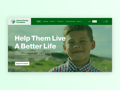 Charity website - Home page charity header home page web design website