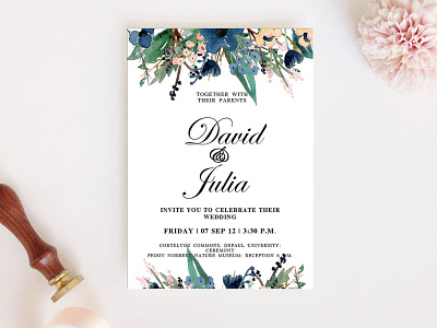 Free Retro Classic Wedding Invitation Template