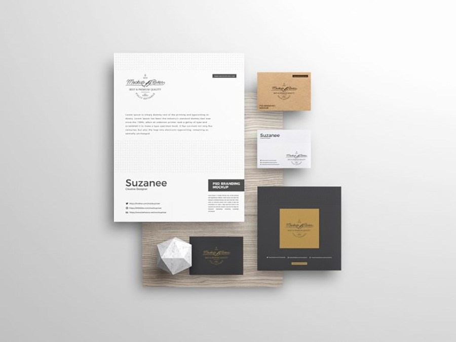 Download Free Stationery Branding Mockup PSD by Andy W on Dribbble PSD Mockup Templates