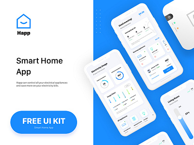 Free Smart Home App Ui Kit (Adobe XD) adobe xd adobexd design free mobile ui kit free ui kit freebie freebies interface mobile mobile ui mobile uiux ui ui kit ux