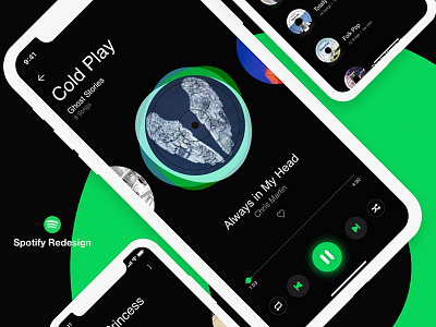 Free Spotify Redesign Concept app ui design freebie freebies interface mobile mobile app mobile ui spotify ui