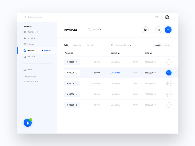 Invoice Dashboard Ui Design by Andy W on Dribbble