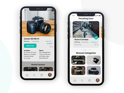 GearCollective App adobexd app app design camera canon collective design gear mobile mobile app mobile ui rental rental app ui ui design ux design