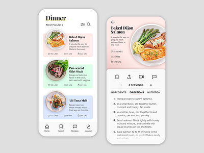 Recipe App app app design cooking design dinner food mobile ui recipe ui ui design