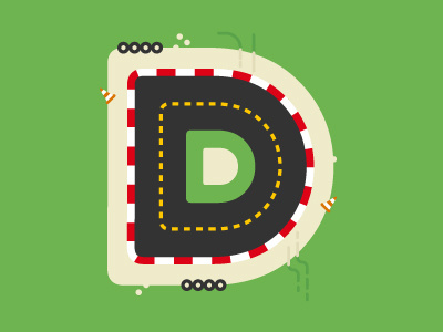 D for Driving cars design font illustration lettering typo vector