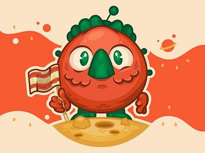 Astromato - Moon Landing character contest illustration stickermule tomato