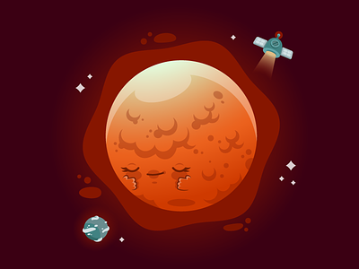 Shy Reddened Moon character design dribbble eclipse graphic moon space vector