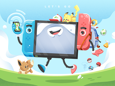 Let's Go! 90s character design eevee illustration illustrator nintendo nostalgia pikachu pokèmon switch vector videogame