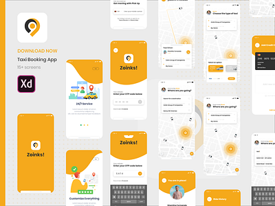 Taxi Booking UI Kit adobe xd app booking app concept delivery illustrator ios live mobile photoshop taxi ui kits