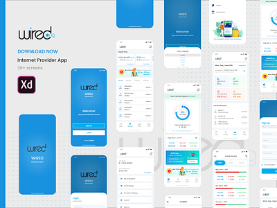 Wired - Internet Provider App Concept adobe xd android concept design internet app ios redesign sketch telecom app ui kits usage app usage management app