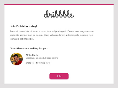 Join Dribbble debut join letter